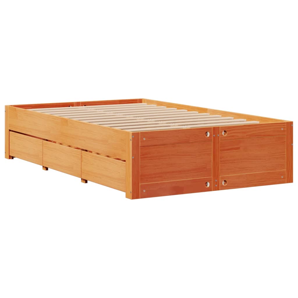 Giroletto senza Materasso con Cassetti Marrone Cera 120x200Pino | homemem39
