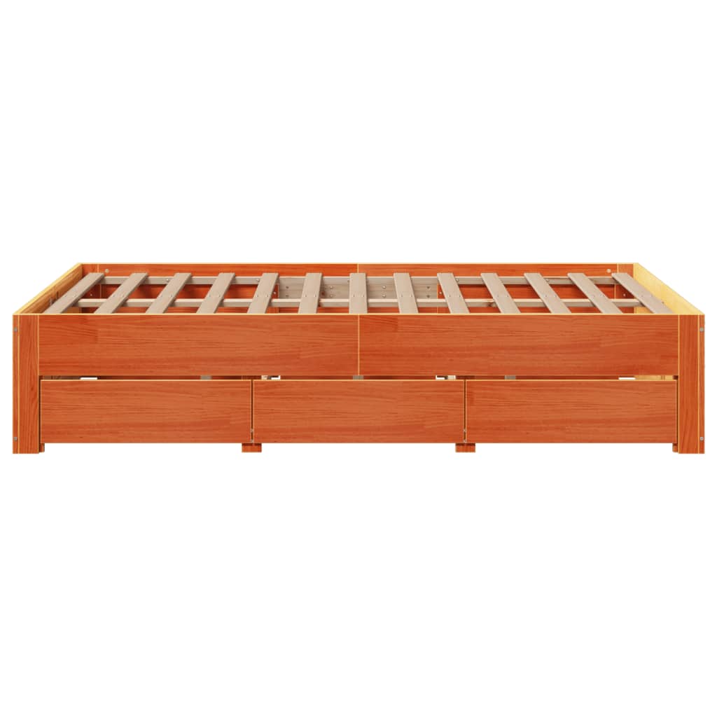 Giroletto senza Materasso con Cassetti Marrone Cera 120x200Pino | homemem39