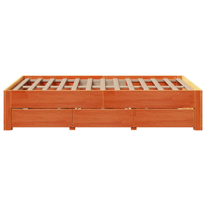 Giroletto senza Materasso con Cassetti Marrone Cera 120x200Pino | homemem39