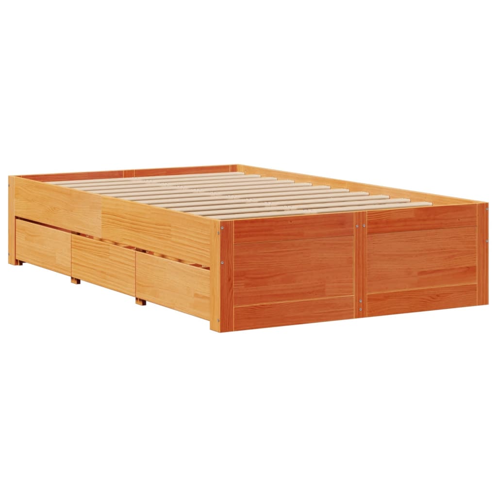 Giroletto senza Materasso con Cassetti Marrone Cera 120x200Pino | homemem39