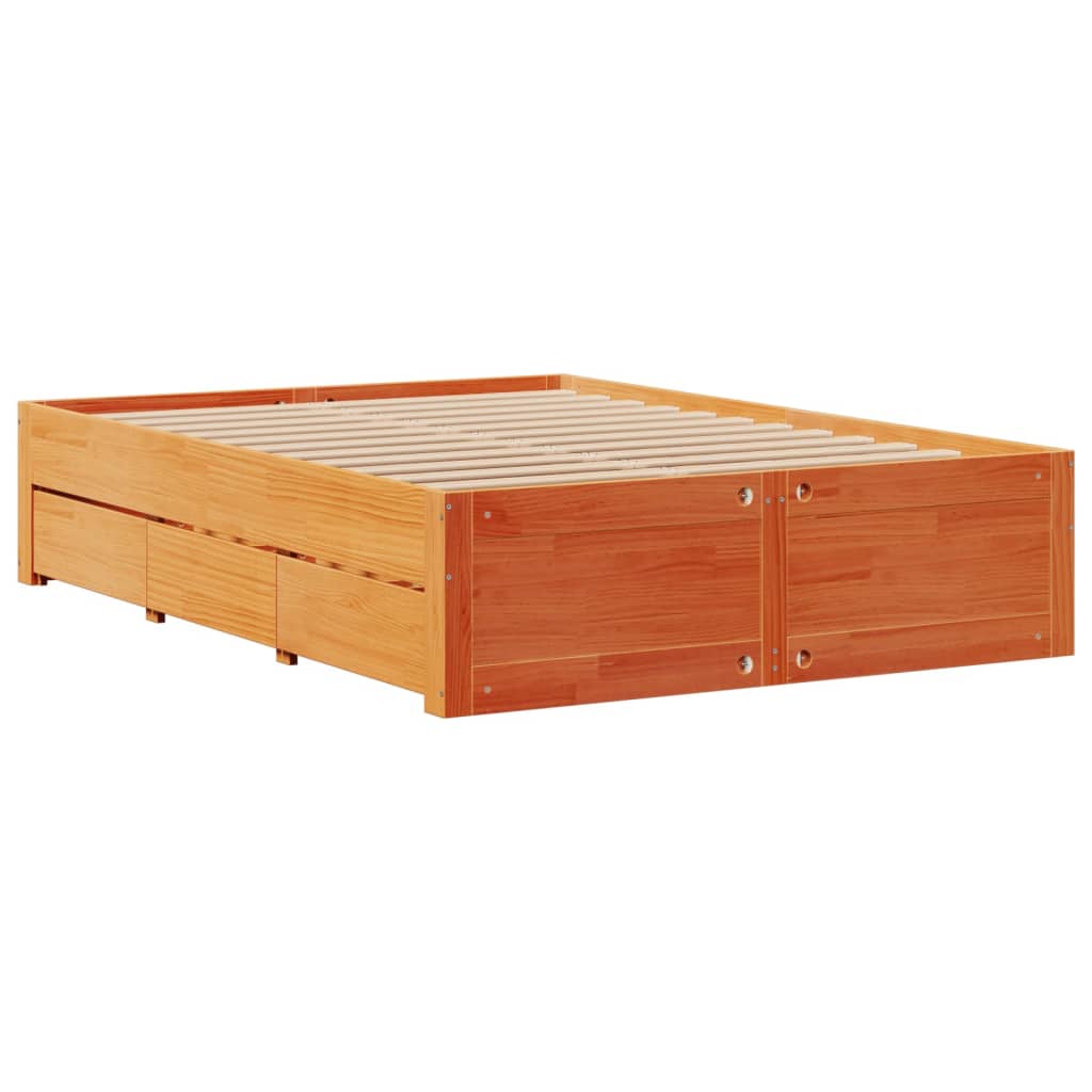 Giroletto senza Materasso con Cassetti Marrone Cera 140x190 cm | homemem39
