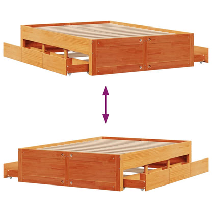 Giroletto senza Materasso con Cassetti Marrone Cera 140x190 cm | homemem39