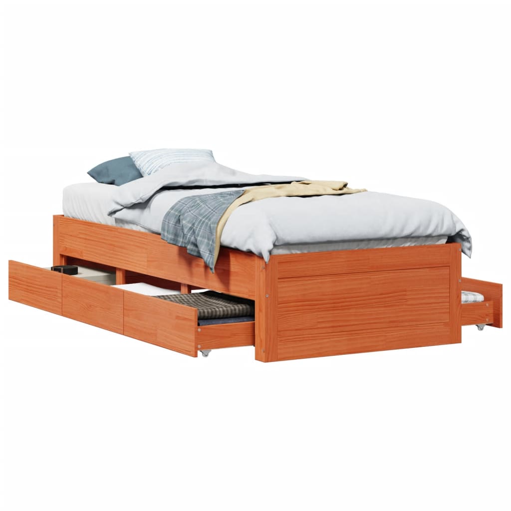 Giroletto senza Materasso con Cassetti Marrone Cera 90x190 cm | homemem39