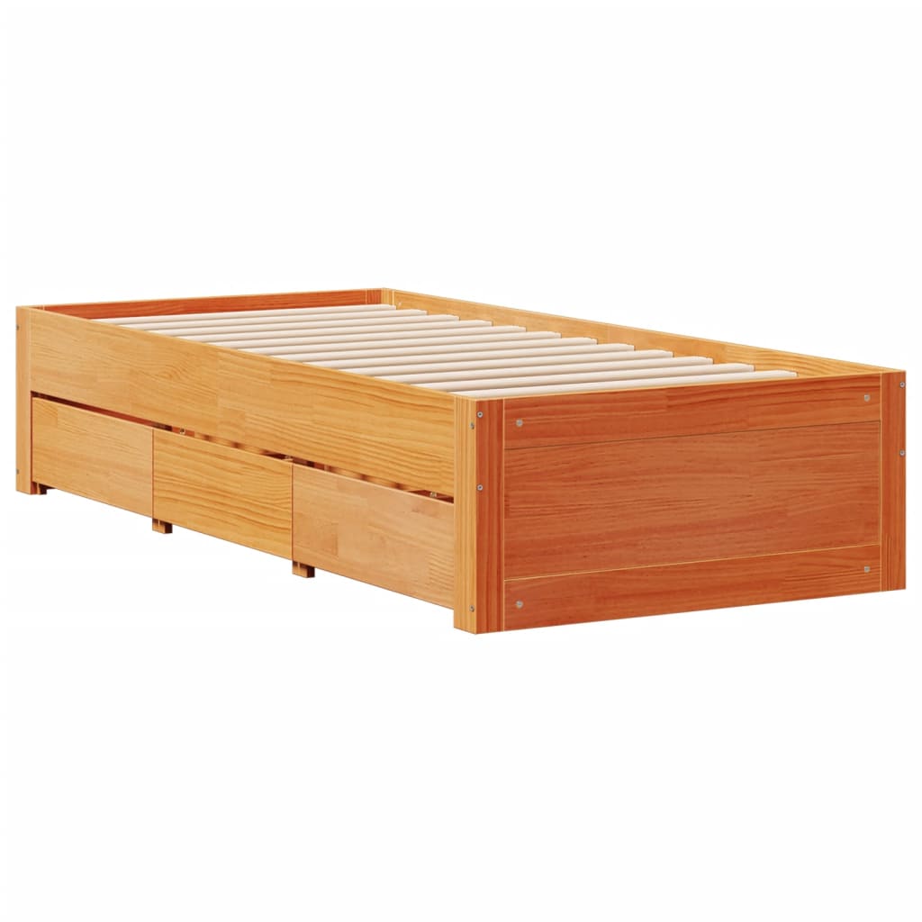 Giroletto senza Materasso con Cassetti Marrone Cera 90x190 cm | homemem39
