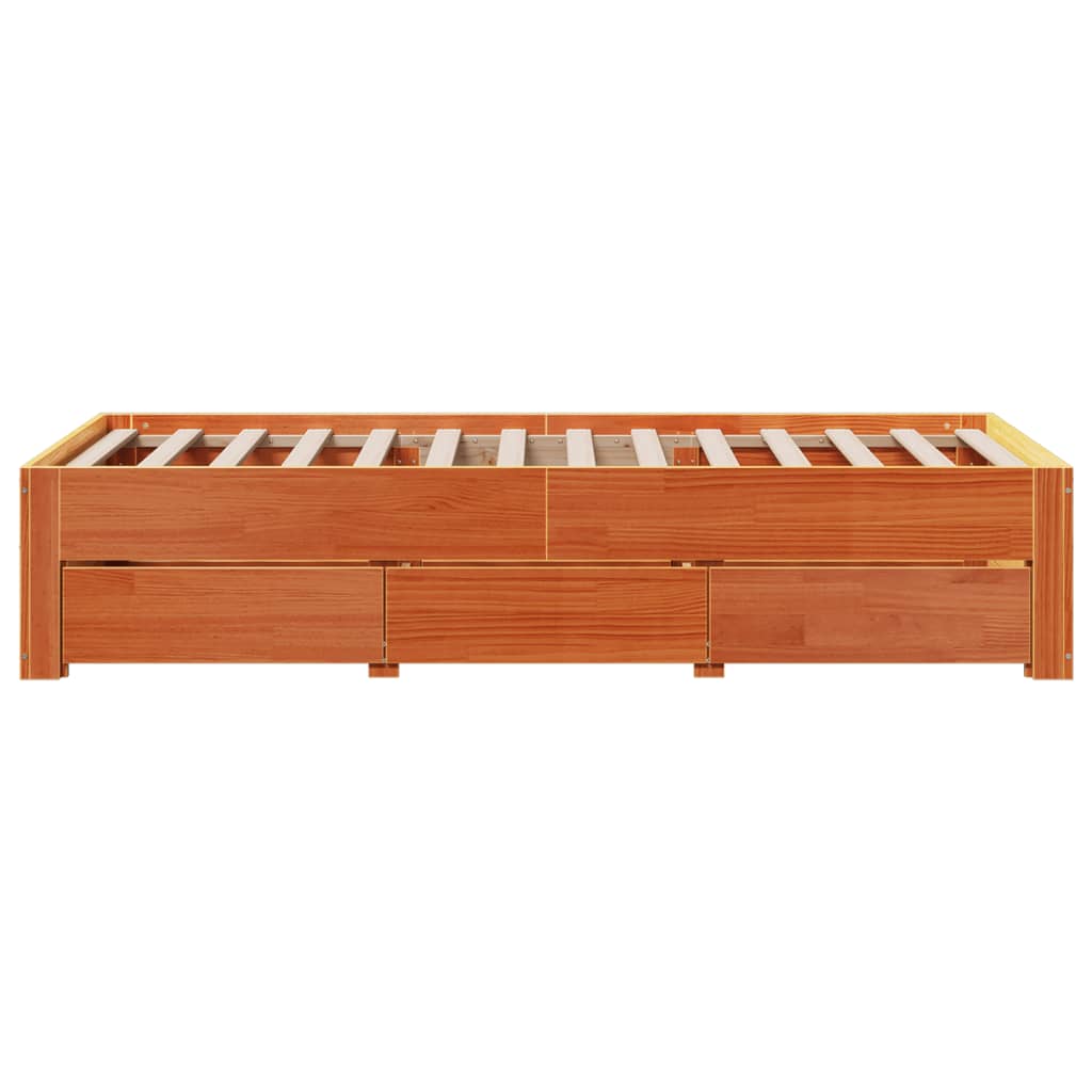 Giroletto senza Materasso con Cassetti Marrone Cera 90x190 cm | homemem39