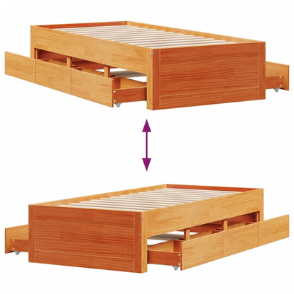 Giroletto senza Materasso con Cassetti Marrone Cera 90x190 cm | homemem39
