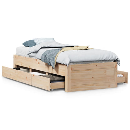 Giroletto senza Materasso con Cassetti 75x190 cm Massello Pino | homemem39