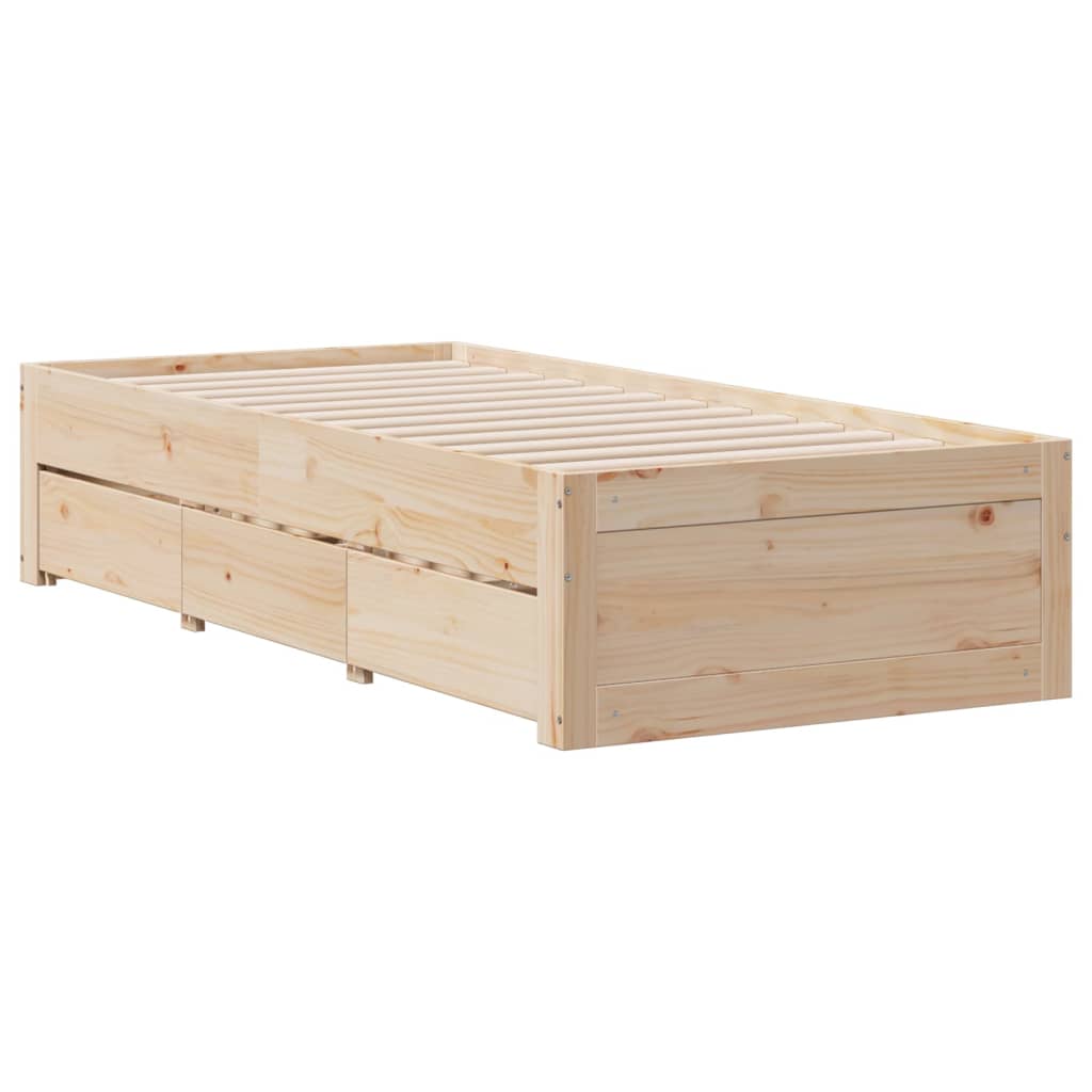 Giroletto senza Materasso con Cassetti 75x190 cm Massello Pino | homemem39
