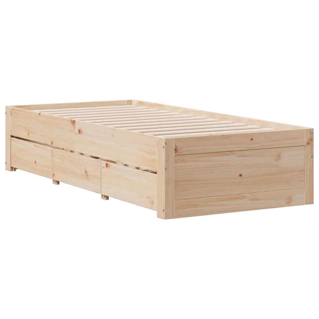 Giroletto senza Materasso con Cassetti 75x190 cm Massello Pino | homemem39