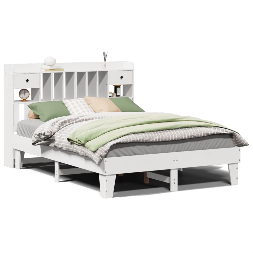 Letto senza Materasso Bianco 150x200 cm Legno Massello di Pino | homemem39