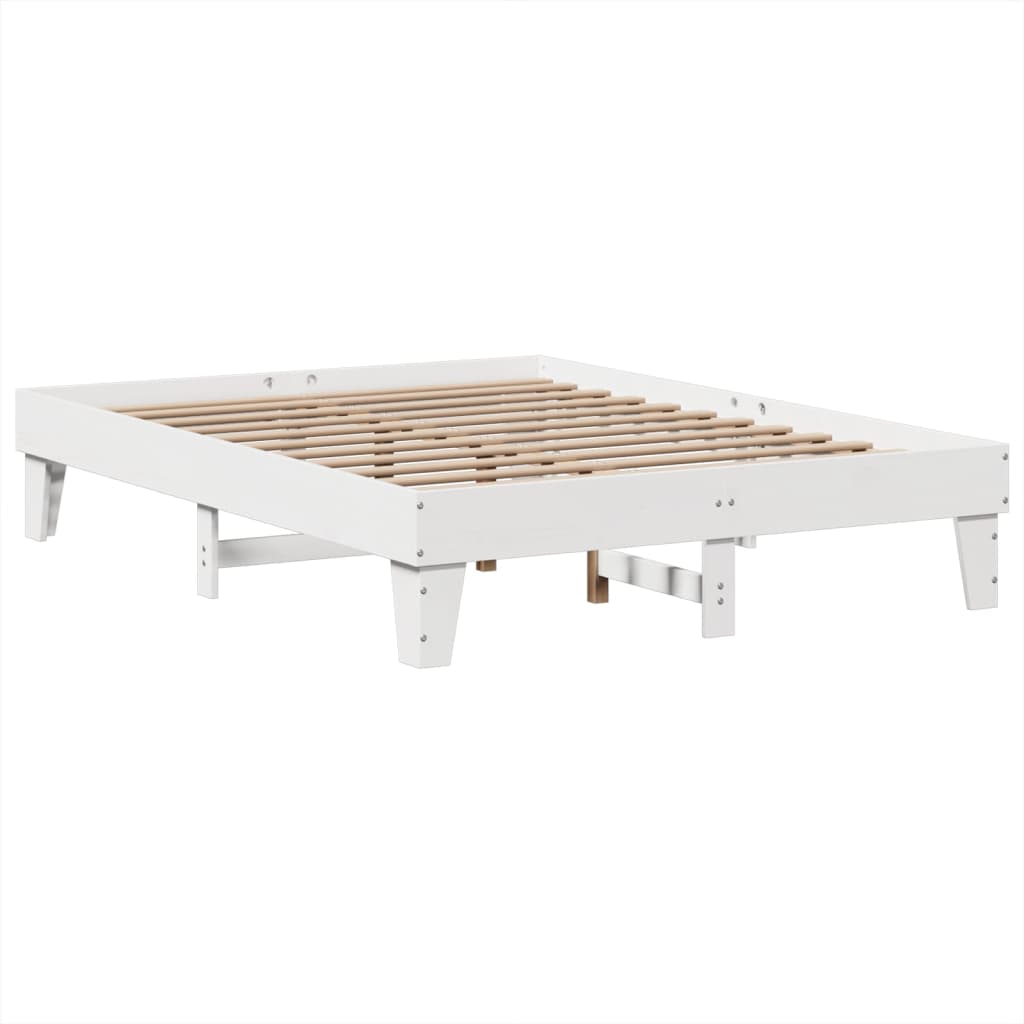 Letto senza Materasso Bianco 150x200 cm Legno Massello di Pino | homemem39