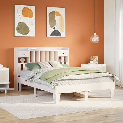 Letto senza Materasso Bianco 150x200 cm Legno Massello di Pino | homemem39