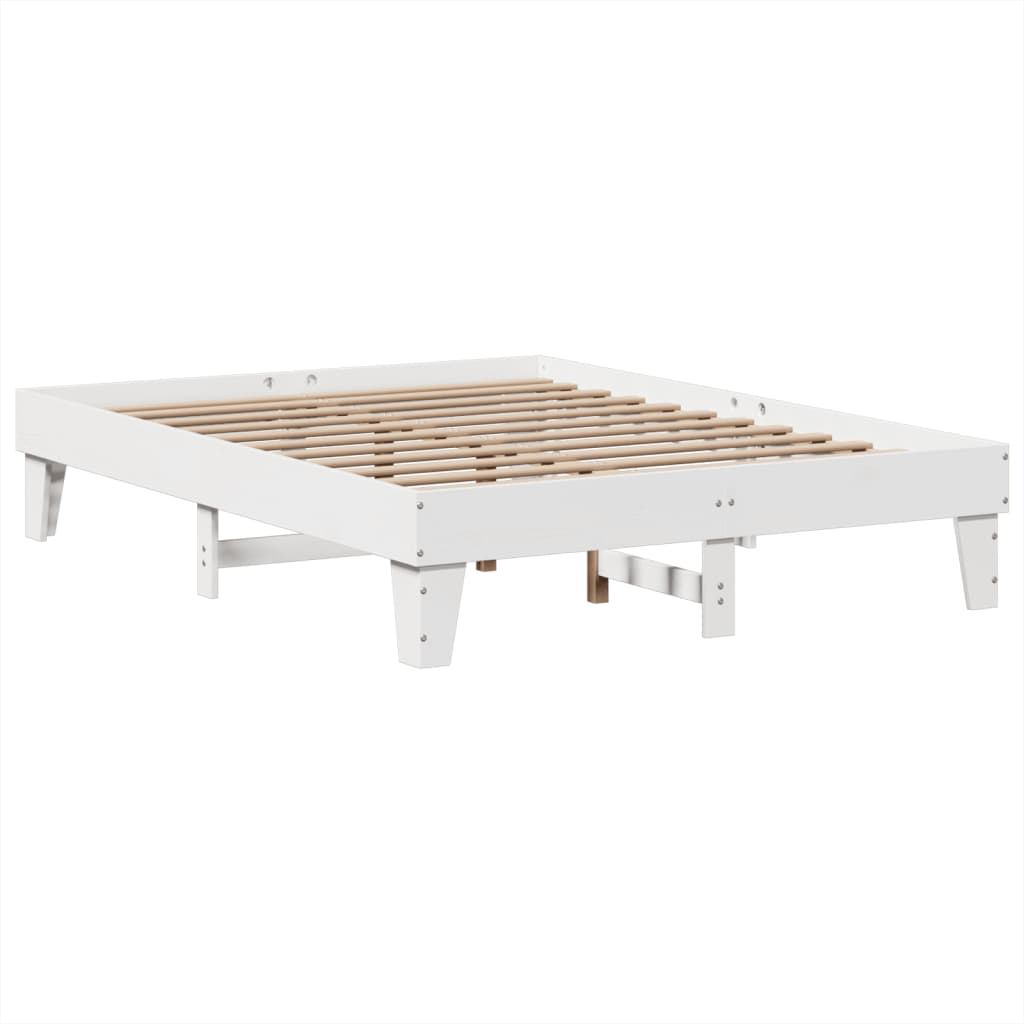 Letto senza Materasso Bianco 140x190 cm Legno Massello di Pino - homemem39