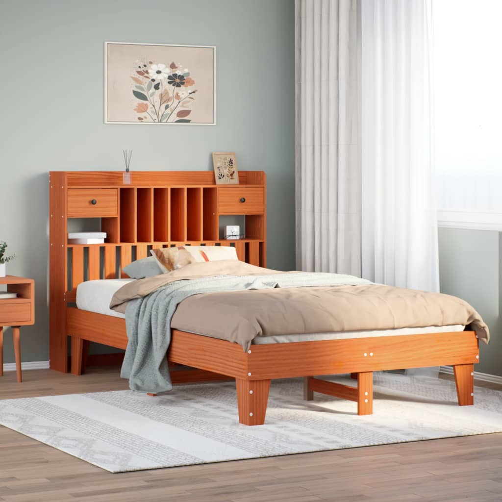 Letto senza Materasso Marrone Cera 135x190 cm in Legno di Pino - homemem39