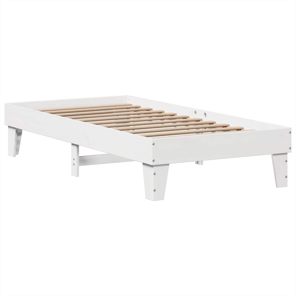 Letto senza Materasso Bianco 75x190 in Legno Massello di Pino | homemem39