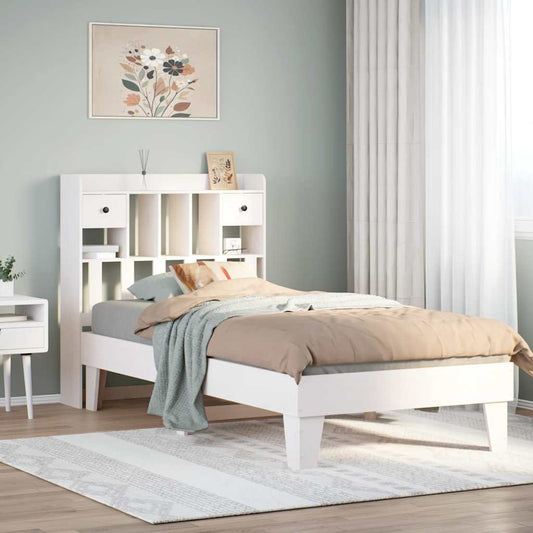 Letto senza Materasso Bianco 75x190 in Legno Massello di Pino | homemem39