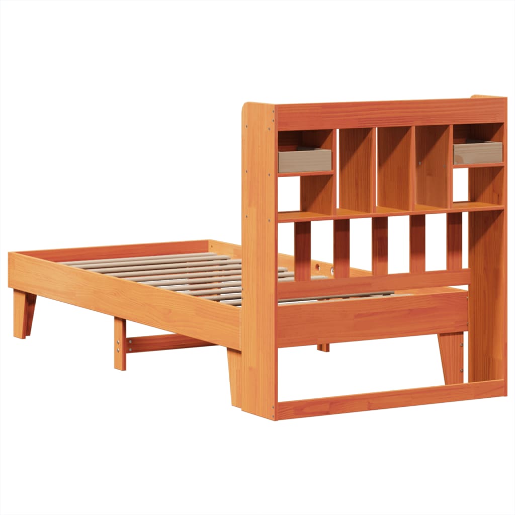 Letto senza Materasso Marrone Cera 75x190 cm in Legno di Pino | homemem39