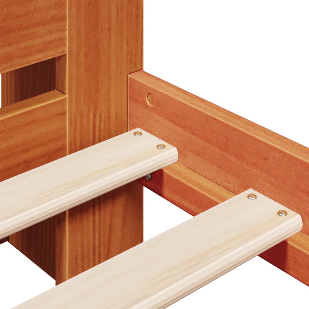 Letto Libreria senza Materasso Marrone Cera 200x200 cm in Pino - homemem39