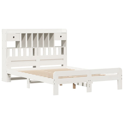 Letto Libreria senza Materasso Bianco 140x190 cm Legno di Pino - homemem39