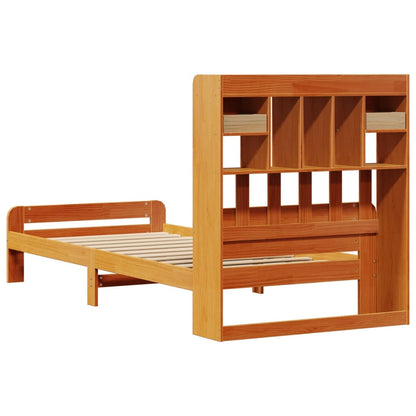 Letto Libreria senza Materasso Marrone Cera 75x190 cm in Pino - homemem39