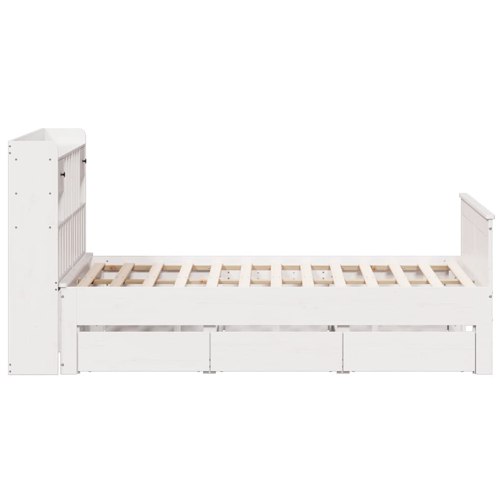 Letto Libreria senza Materasso Bianco 160x200 cm Legno di Pino - homemem39