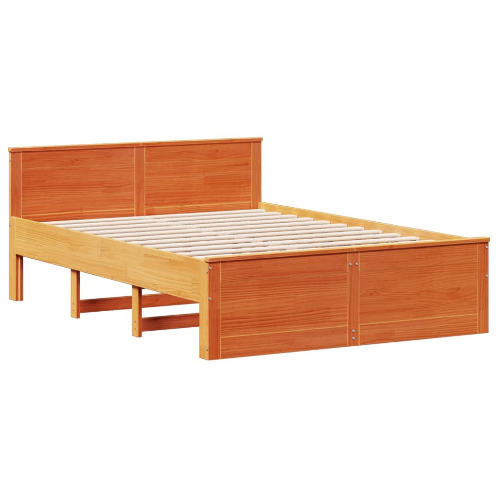Letto Libreria senza Materasso Marrone Cera 150x200 cm in Pino - homemem39