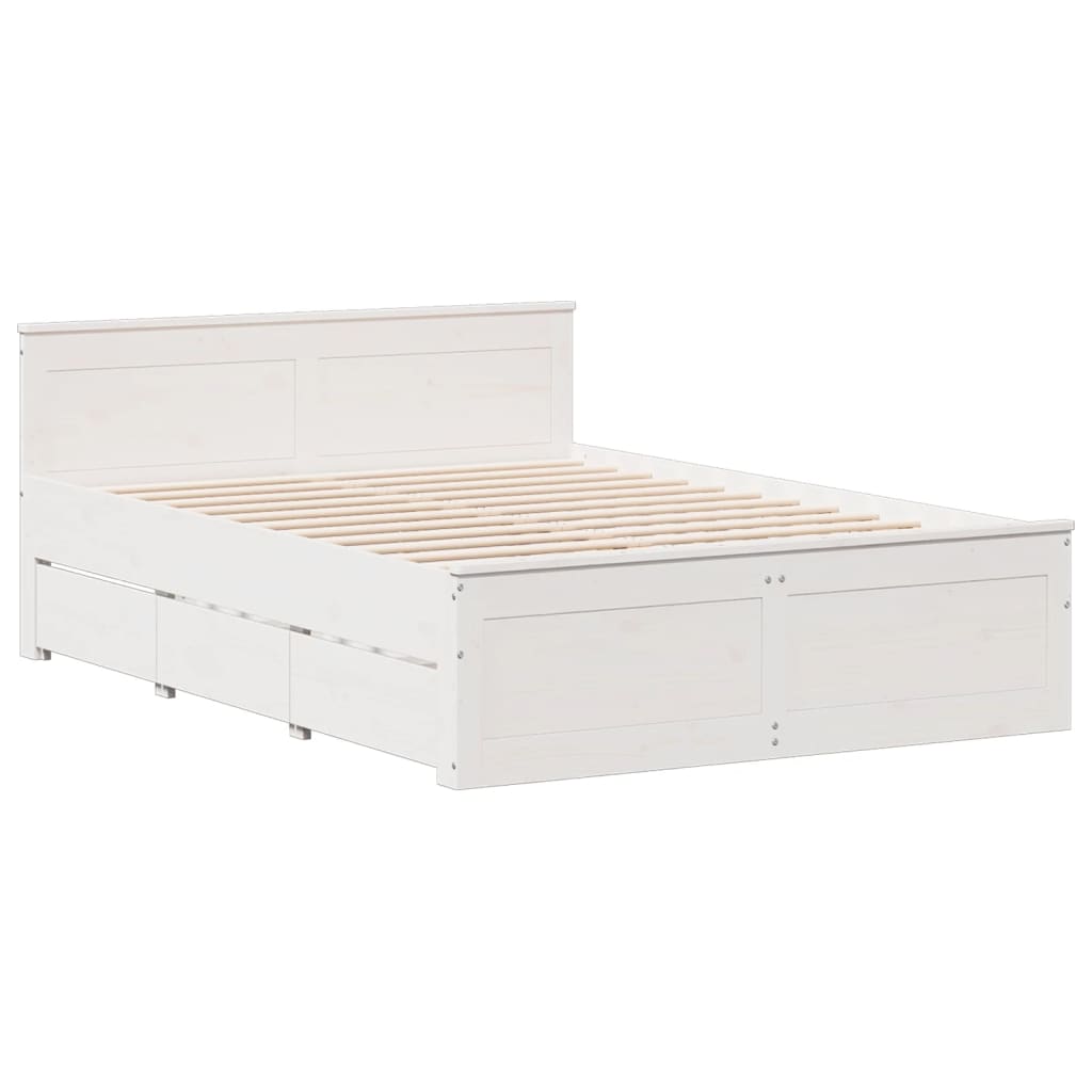 Letto Libreria senza Materasso Bianco 140x200 cm Legno di Pino - homemem39