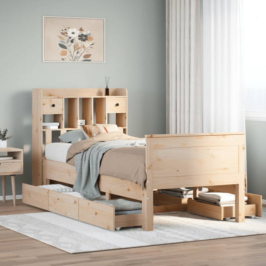 Letto Libreria senza Materasso 100x200 cm in Legno di Pino - homemem39