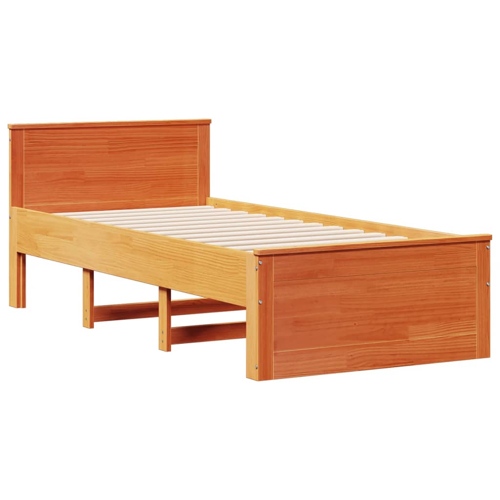 Letto Libreria senza Materasso Marrone Cera 100x200 cm in Pino - homemem39