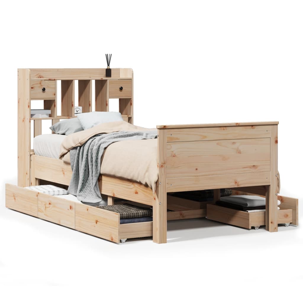 Letto Libreria senza Materasso 90x200 cm Legno Massello Pino - homemem39