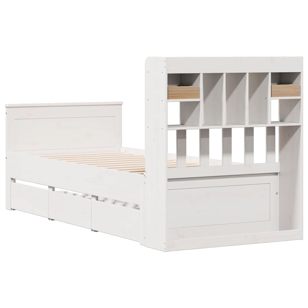 Letto Libreria senza Materasso Bianca 90x200 cm Legno di Pino - homemem39