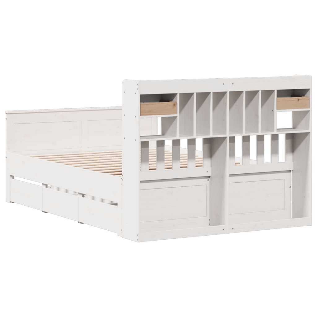 Letto Libreria senza Materasso Bianco 140x190 cm Legno di Pino - homemem39
