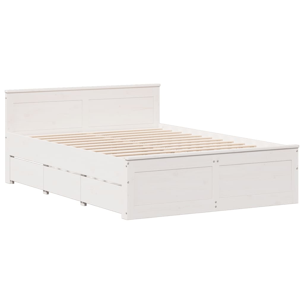 Letto Libreria senza Materasso Bianco 140x190 cm Legno di Pino - homemem39