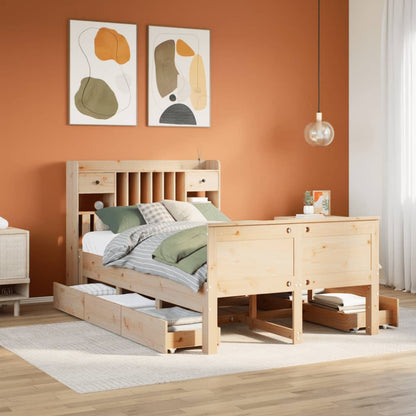 Letto Libreria senza Materasso 135x190 cm in Legno di Pino - homemem39