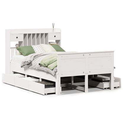 Letto Libreria senza Materasso Bianco 135x190 cm Legno di Pino - homemem39