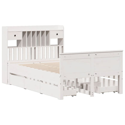 Letto Libreria senza Materasso Bianco 135x190 cm Legno di Pino - homemem39