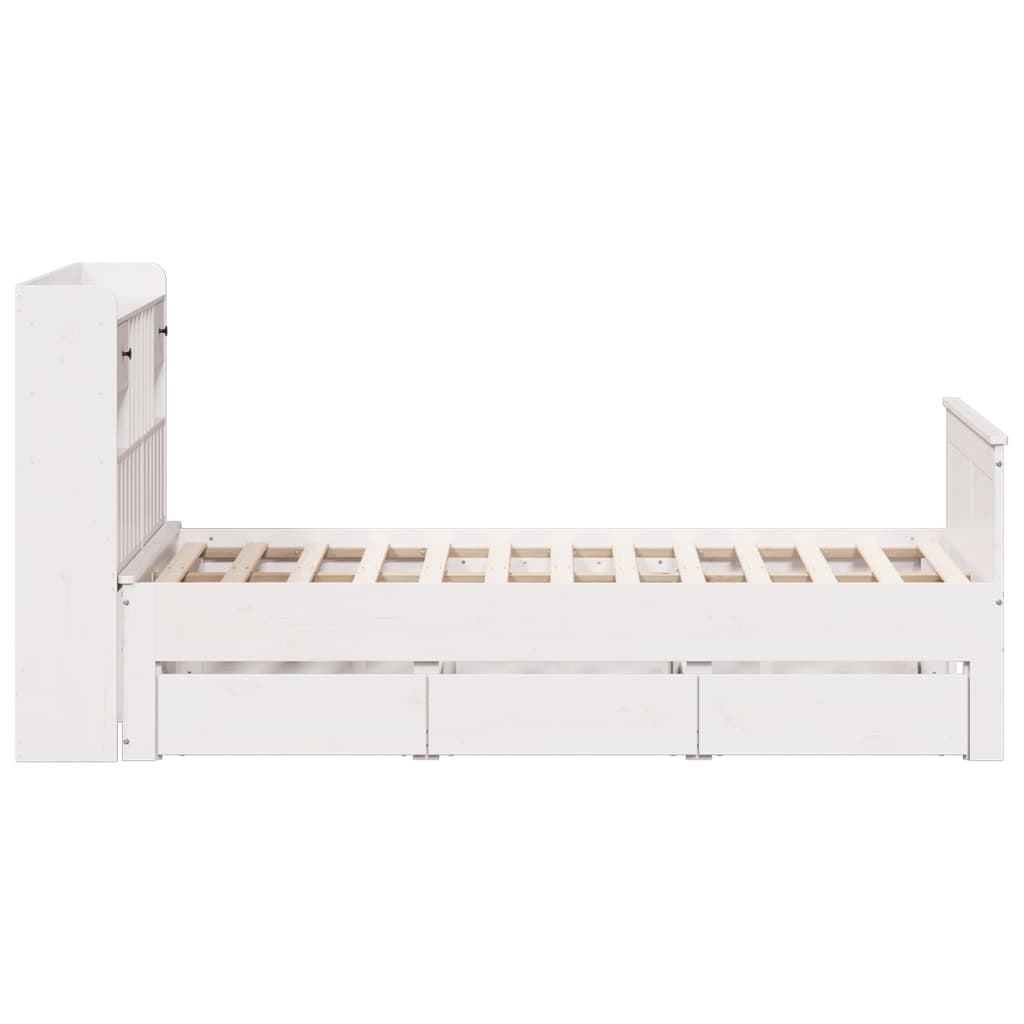 Letto Libreria senza Materasso Bianco 135x190 cm Legno di Pino - homemem39