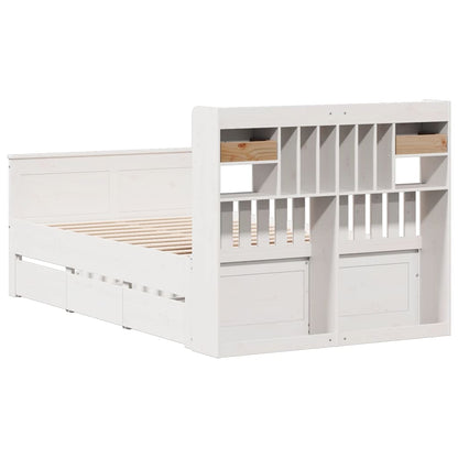 Letto Libreria senza Materasso Bianco 135x190 cm Legno di Pino - homemem39
