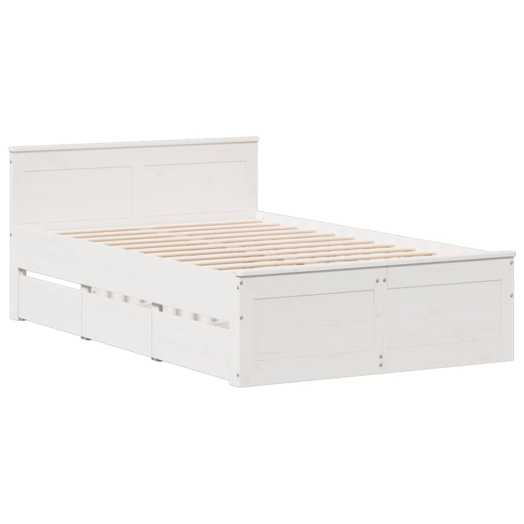 Letto Libreria senza Materasso Bianco 135x190 cm Legno di Pino - homemem39