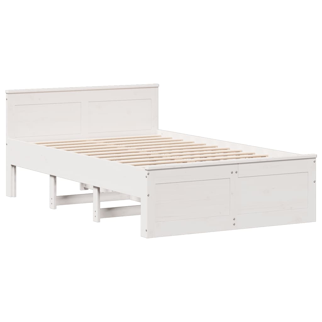 Letto Libreria senza Materasso Bianco 135x190 cm Legno di Pino - homemem39