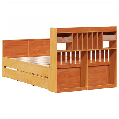 Letto Libreria senza Materasso Marrone Cera 135x190 cm in Pino - homemem39