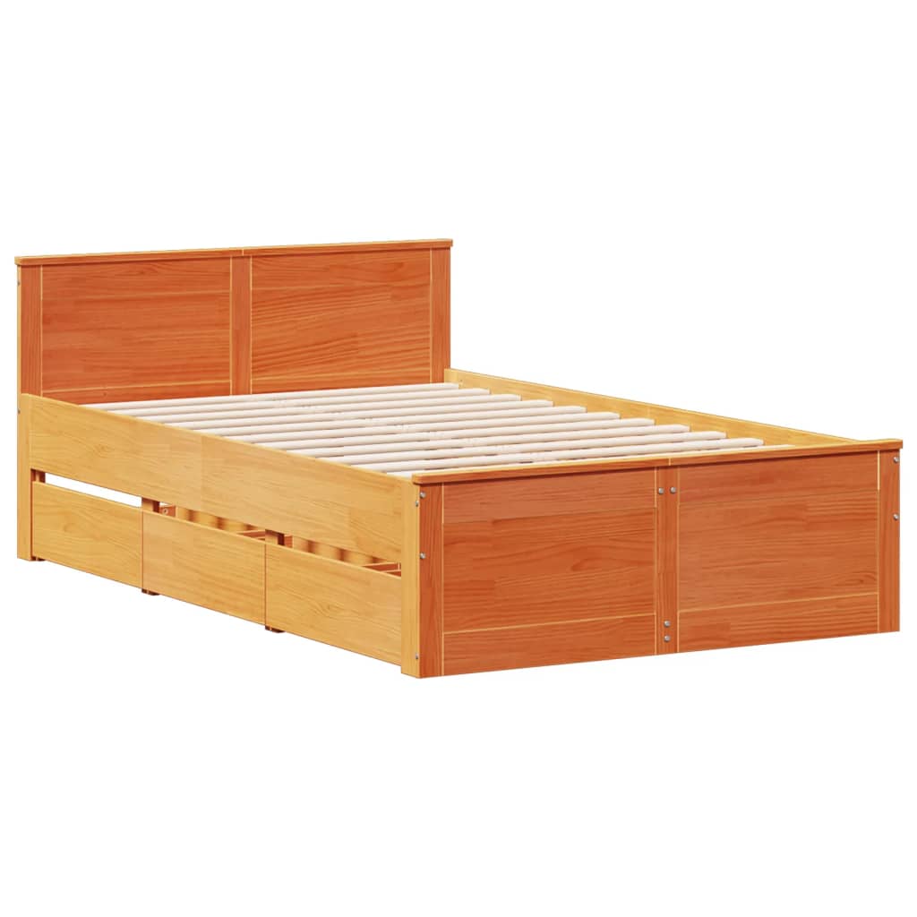 Letto Libreria senza Materasso Marrone Cera 135x190 cm in Pino - homemem39