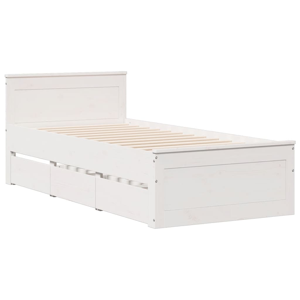 Letto Libreria senza Materasso Bianco 90x190 cm Massello Pino