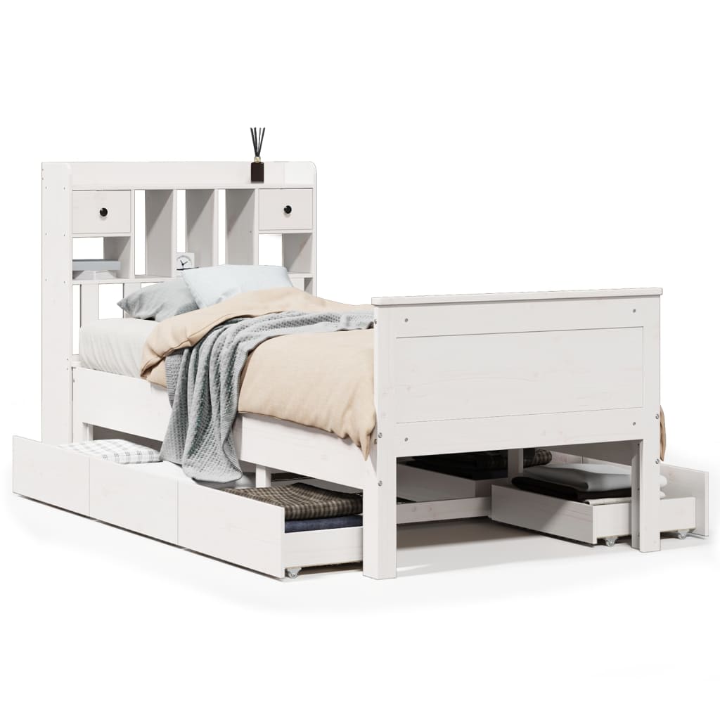 Letto con Libreria senza Materasso 75x190 cm in Legno Pino | homemem39