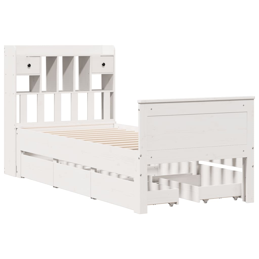 Letto con Libreria senza Materasso 75x190 cm in Legno Pino | homemem39