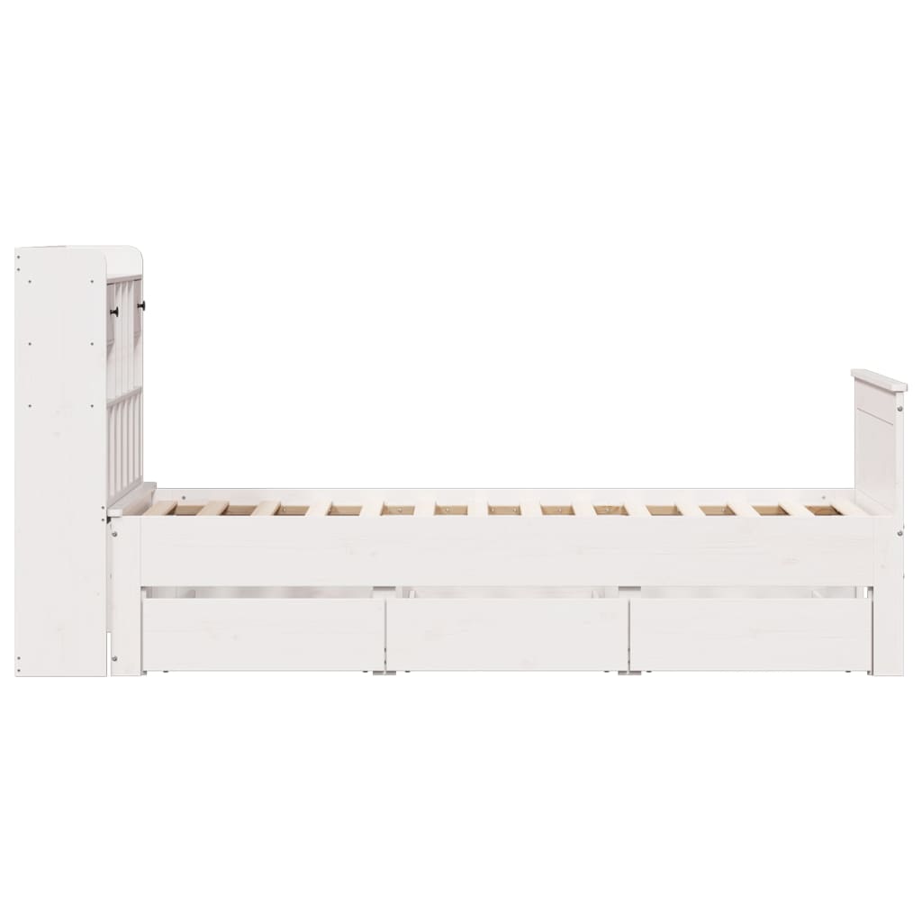 Letto con Libreria senza Materasso 75x190 cm in Legno Pino | homemem39