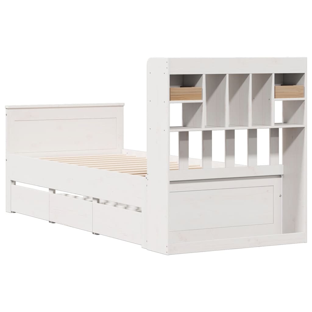 Letto con Libreria senza Materasso 75x190 cm in Legno Pino | homemem39