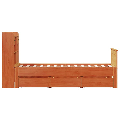 Letto Libreria senza Materasso Marrone Cera 75x190 cm in Pino | homemem39