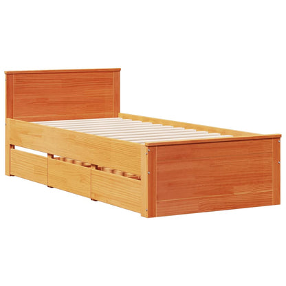 Letto Libreria senza Materasso Marrone Cera 75x190 cm in Pino | homemem39