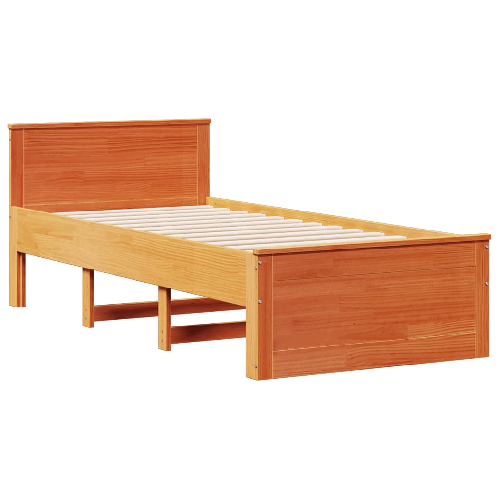 Letto Libreria senza Materasso Marrone Cera 75x190 cm in Pino | homemem39